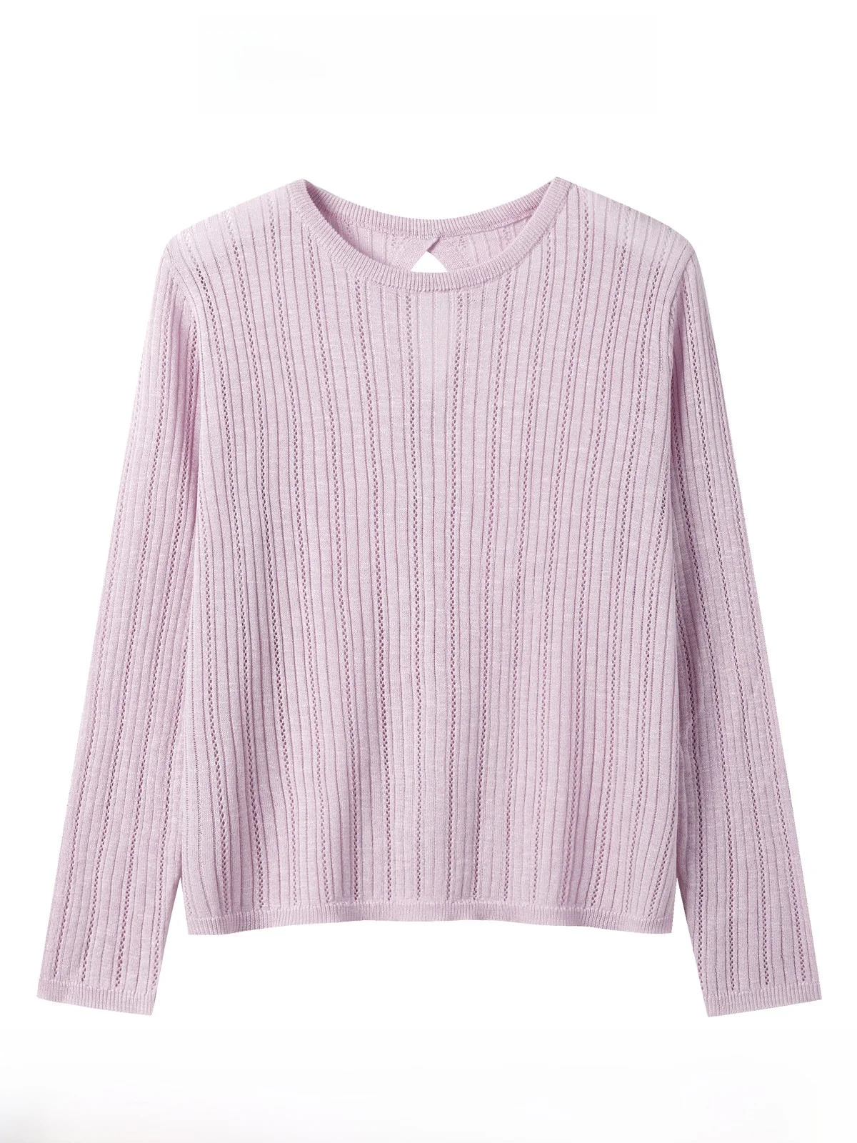 

Свободный вязаный топ с длинными рукавами и круглым вырезом, с ажурным узором, мягкий, в корейском стиле, женская модная одежда для повседневной носки, весенний трикотаж