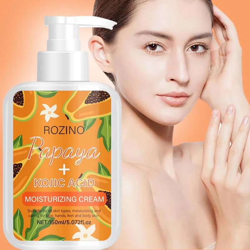 โลชั่นบำรุงผิวมะละกอผสมโคจิก แอซิด สำหรับบำรุงผิวทั่วร่างกาย ช่วยให้ผิวชุ่มชื้น แห้งกร้าน ให้ความชุ่มชื้นยาวนาน พร้อมกลิ่นหอมติดทนนาน