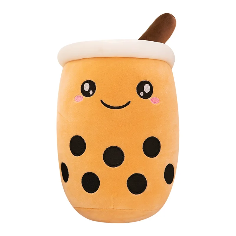 24CM  Simulation Fruit Bubble Tea Cup  Shaped Stuffed Toys With Suction Tubes Cute Milk Tea Cup Pillow Plush Toy Doll Cushion