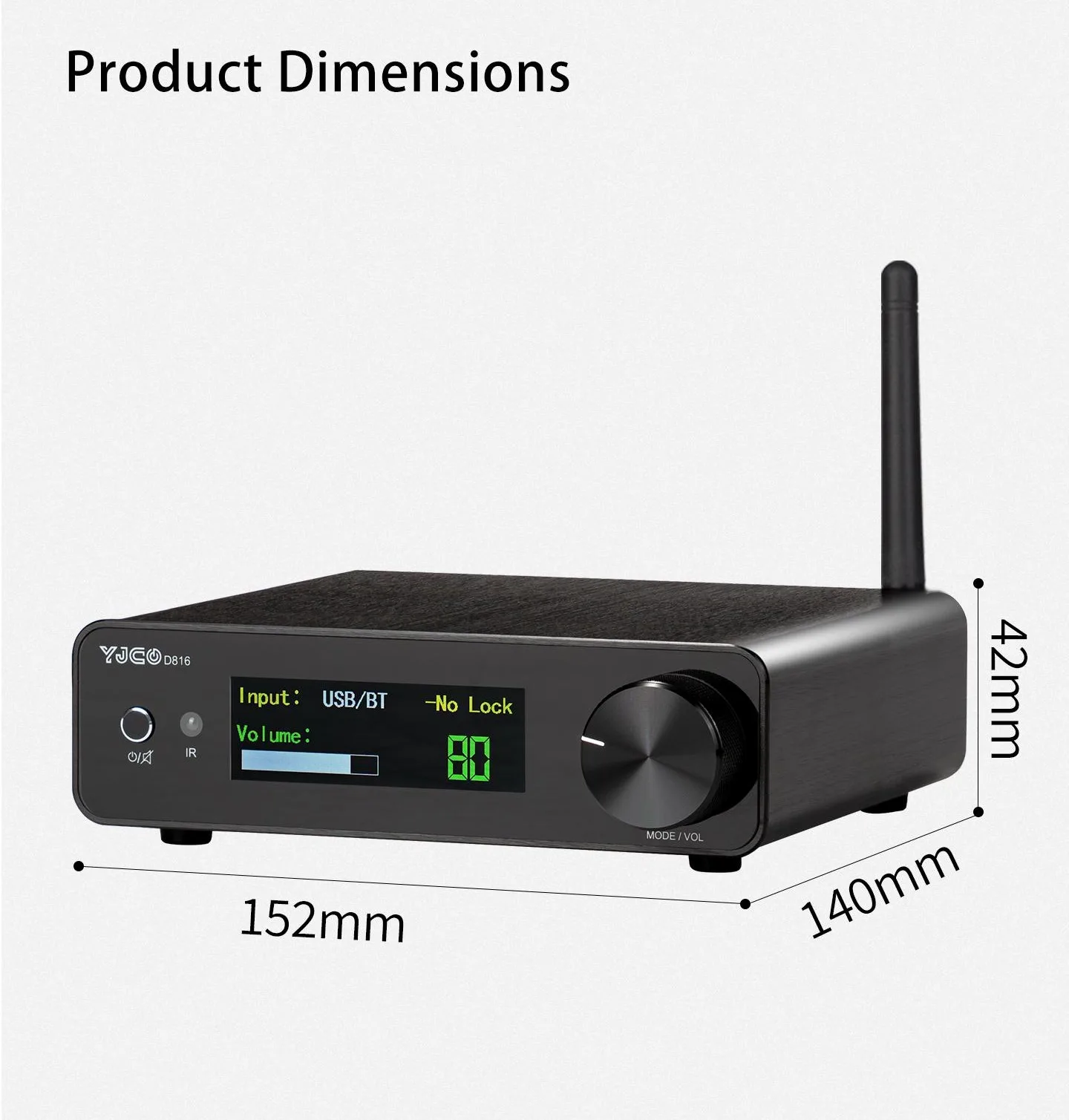YJCO D816 High-Fidelity Digital HIFI Leistungsverstärker 300W*2 Bluetooth Verlustfreier Heim-Audio-Verstärker Galliumnitrid ACM8816 Chip – Detail 20