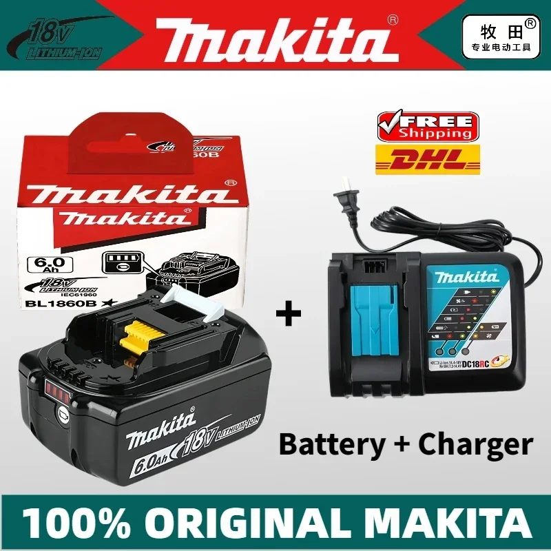 

Original 18V 6Ah Makita BL1860B Makita 18V Battery & charger Suitable for replacing 18Volt power tool batteries BL1850B BL1830B