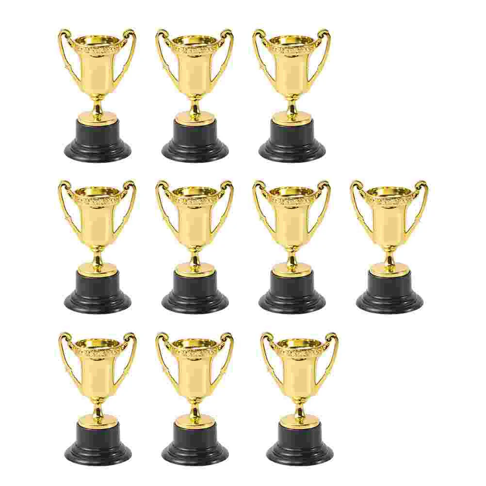 10 Pcs Mini First Place Winner Reward Trophies Children's Trophy Toy Small Prize Cup Kids Football Plastic Basketball