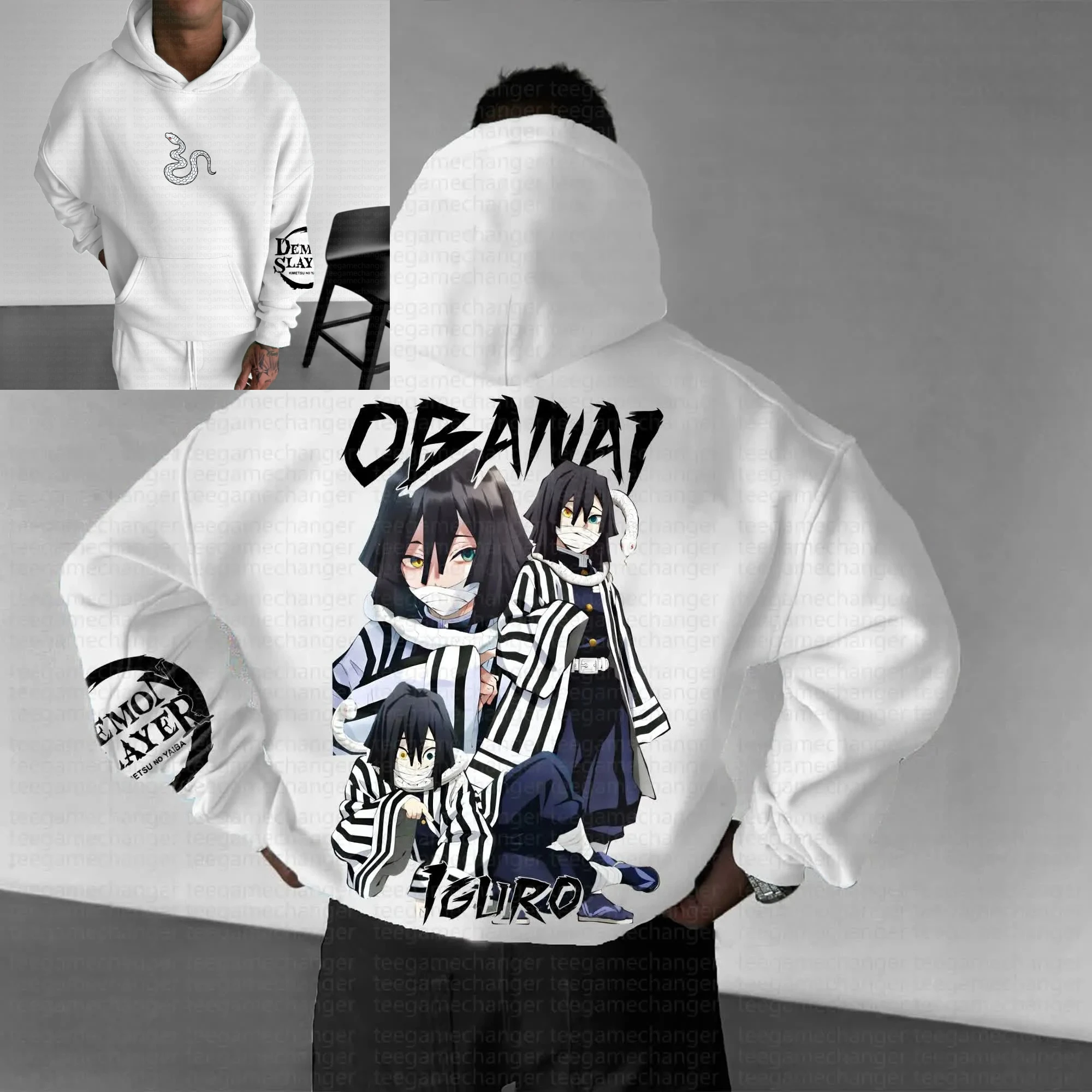 귀멸의 칼날 오반아이 이구로 스네이크 하시라 그래픽 후디 남녀공용 2025 봄 가을 애니메이션 스트리트웨어 캐주얼