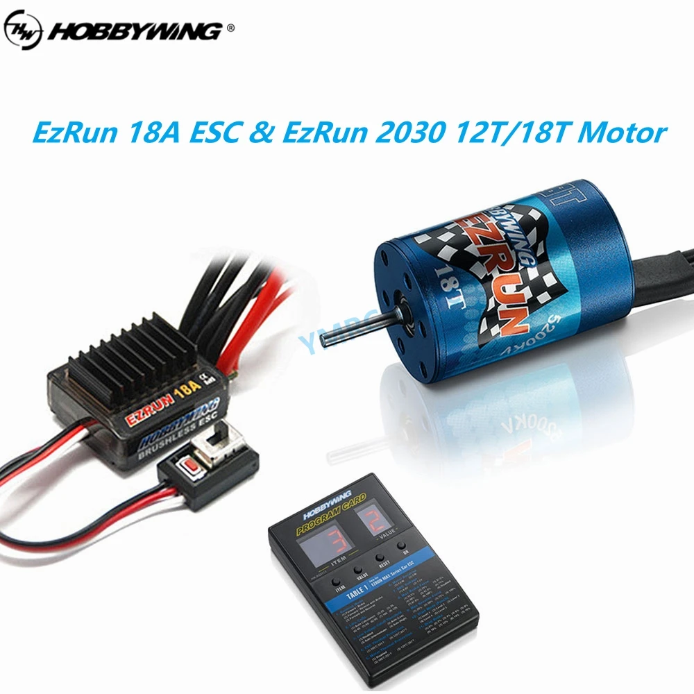 

HobbyWing EzRun 18A ESC EzRun 2030 12T/18T 2S LiPo Sensorless Brushless Motor for 1/16th 1/18th Touring Card, Buggies