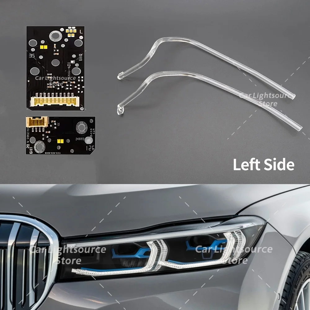 White LED DRL Boards Angel Eyes For BMW 7 Series G11 G12 LCI 2019-2021 Headlight DRL Tube Daytime Running Light Guide Strip image 3