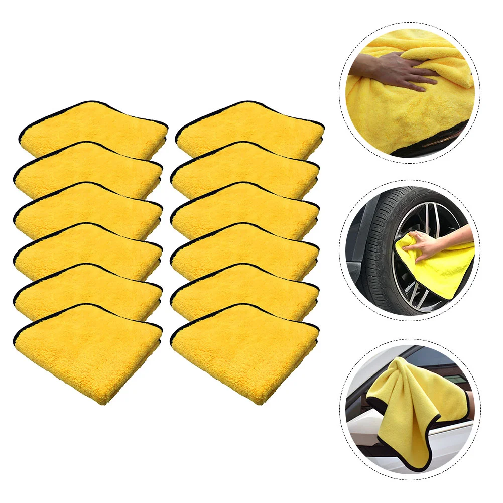 12 Pcs Microfiber Towel Dual-sided Towels Water Absorption Car Household Cleaning Eco-friendly Wiping Superfine Absorbent