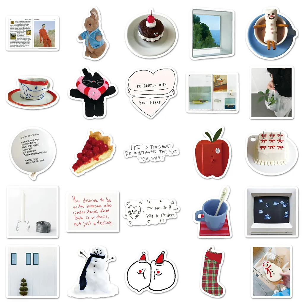 50Pcs Stiker Gaya Korea INS Krim Estetik Pastel untuk Dekorasi Notebook/Guka Tahan Air DIY Ramah untuk Mencatat Kehidupan Anda Toko RecordingYourLife