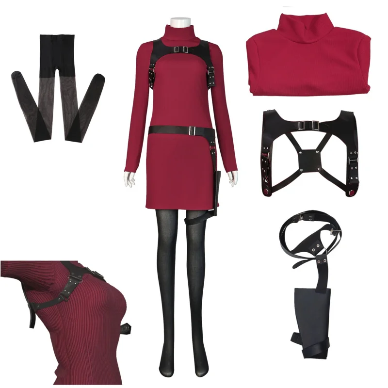 Аниме Ада Вонг Косплей Костюм Злое Платье Одежда Фантазия Хэллоуин Карнавальный Маскировочный Костюм Для Взрослых Женщин Девочек С Носками