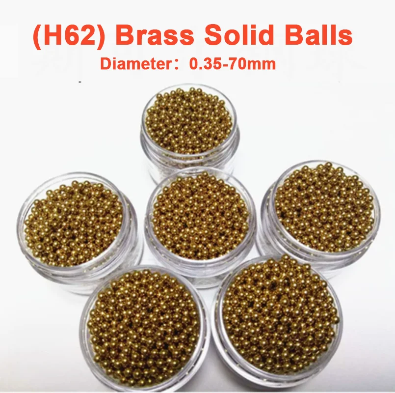 1-1000Pcs High Precision H62 Brass Solid Bearing Balls Sizes 0.35/0.4/0.5/0.6/0.7/0.8/0.9/1/1.2/1.5/1.8/2/2.381/2.5/2.8~70mm