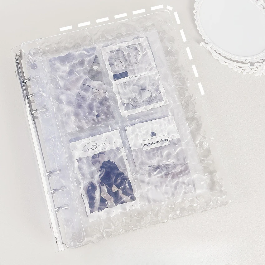 Carpeta acrílica A5 con ondas de agua, tarjetas fotográficas DIY, libro para recoger, diario, Agenda, planificador, cubierta DIY, álbum de papelería