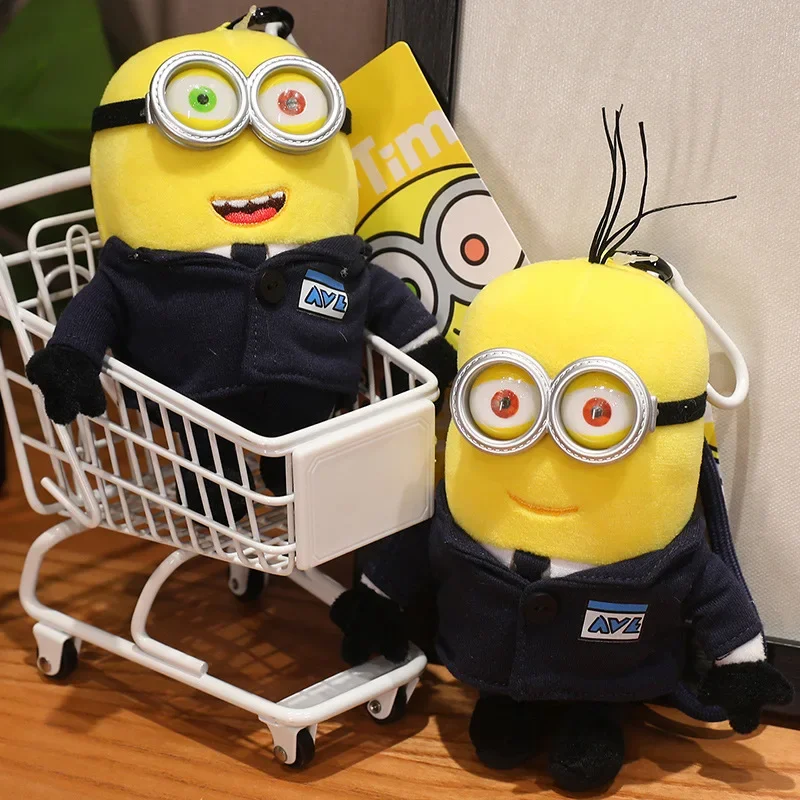 Original SPY Minion Plush Toy Black Suit Bob Kevin Dave Doll Lovely Bag Pendant Key Chain Plushies Cartoon Gifts High Quality