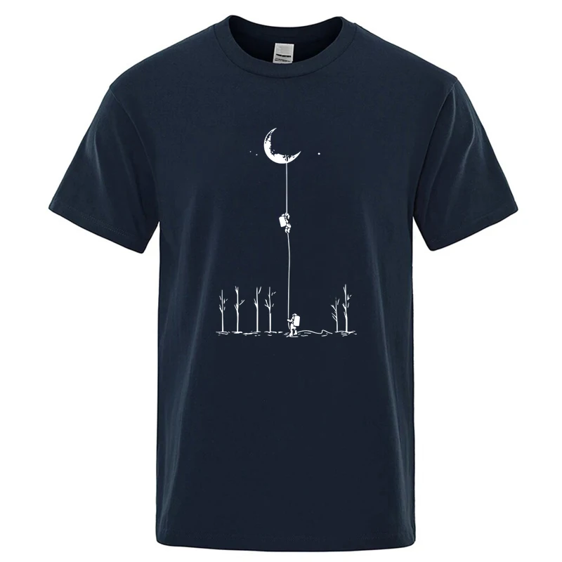 Summer Men's High Quality 100% Cotton Cool Funny Astronaut Print Casual Loose O-neck for Men T-shirt Male T-shirt Hip Hop Tee