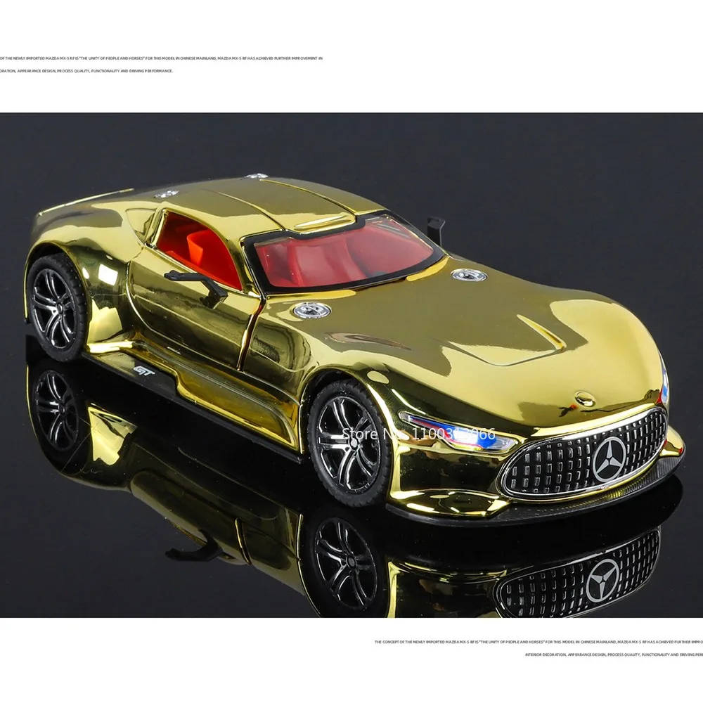 1:24 Legierung Diecasting Vision GT Spielzeugautos Miniaturmodelle Rad Zurückziehen Sportwagen mit Lichtmusik Fahrzeuge Modell Ornament