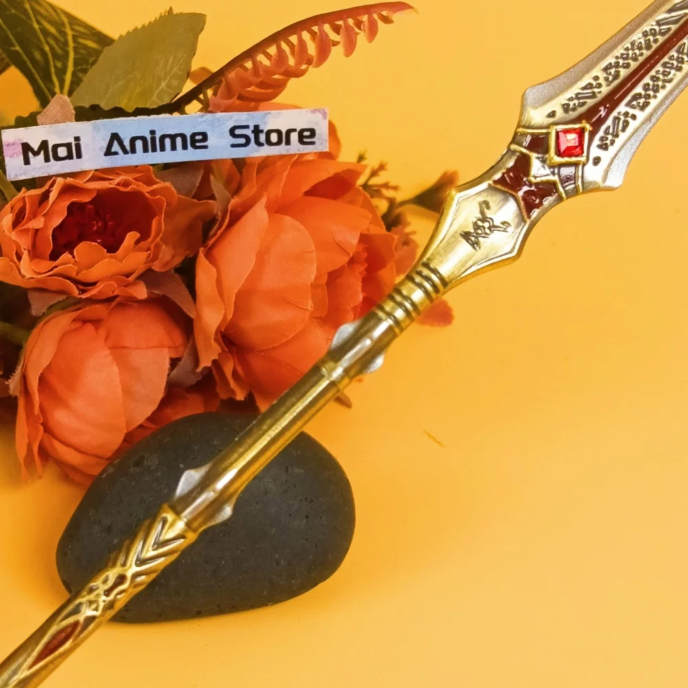 8.6 inch God of War Spear Katana Cleanrot Poseidon Metalen Zwaard Samurai Sabel Anime Ninja Mes Echte Grootte Japanse Speer speelgoed Gift