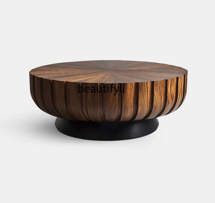 

Italian minimalist round solid wood coffee table, high-end modern living room, personalized and creative, coffee table