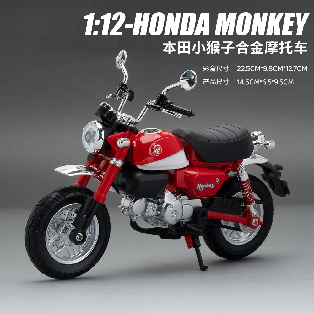 1:12 Honda Monkey 125 Alloy Sports Model Diecast Street Racing Motorcycle Model Simulation Sound Light Kids Toys Gift M49