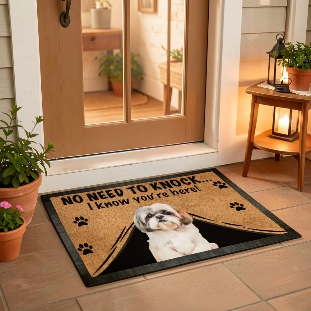 VIKAMA Cute Dog Rug Cartoon Door Mat Lightweight Welcome Mat Rug For Bedroom Carpet For Living Room Bathroom Mat Home Dec
