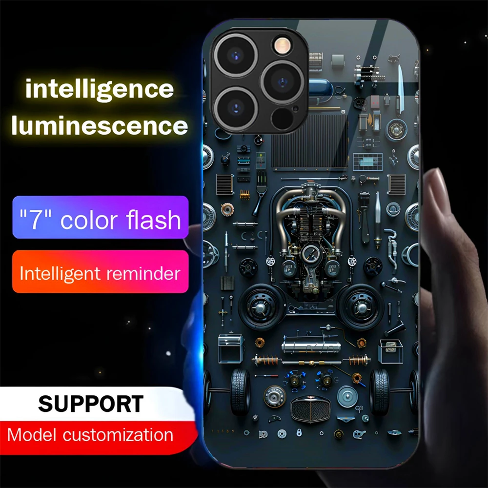 Punk Auto Parts Design Leuchtende Glas-LED-Telefonhülle mit Anruflicht und Blitzfunktion für Samsung S26 S25 S24 S23 S22 S21 Plus Ultra – Detail 8