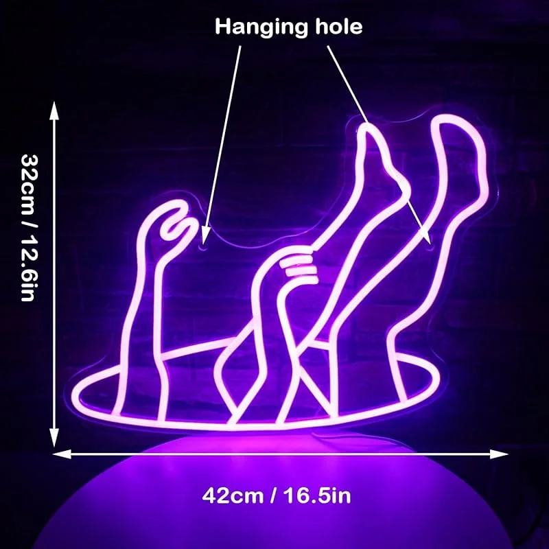 Falling Man Neon Sign Falling in Hole Neon Light Purple LED Light Wall Decor Bedroom Home Bar Man Cave Game Room Party