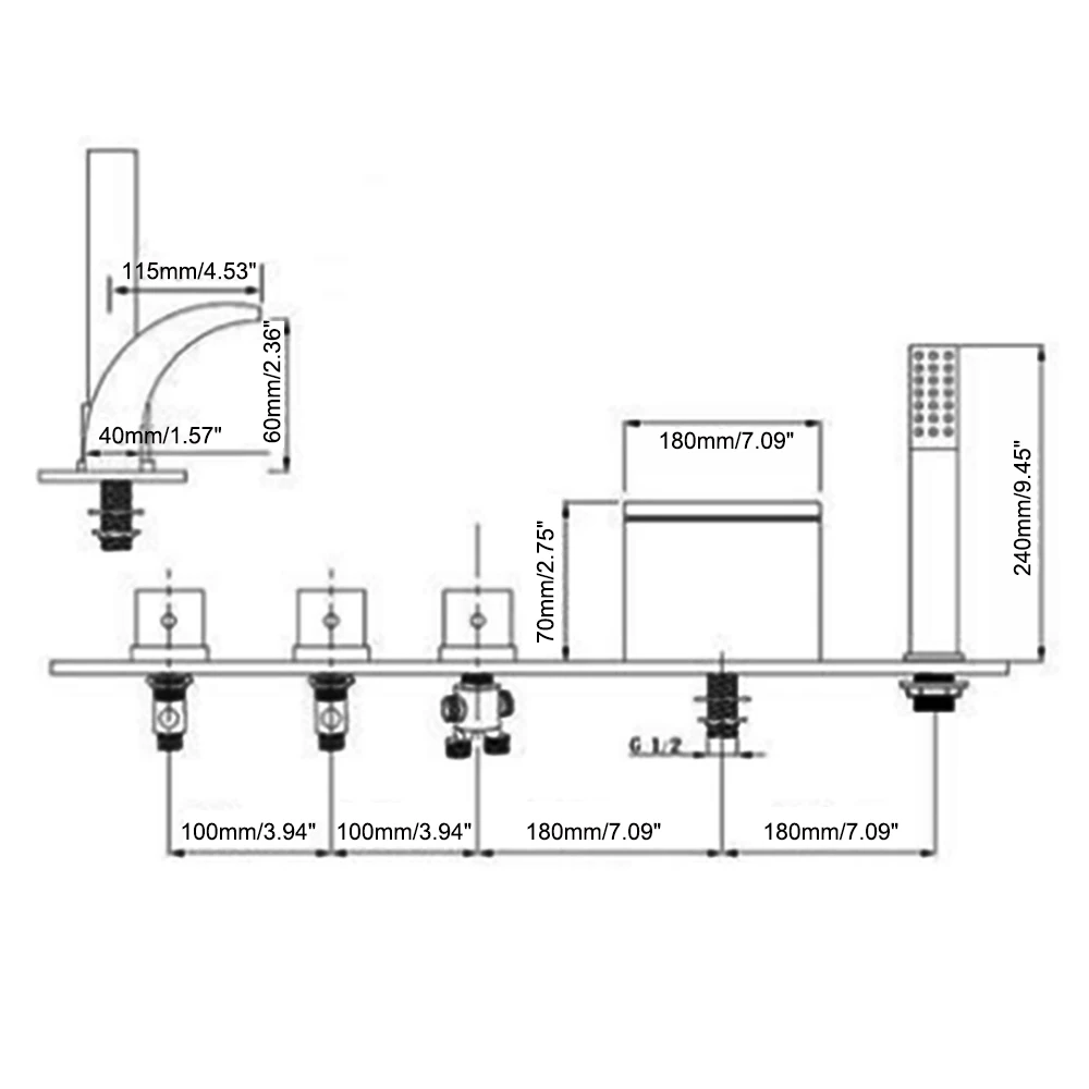 Rubinetti per lavabo da bagno, Set di rubinetti per bagno tre maniglie rubinetti per bagno diffusi cromati adatti per tubi da 1/2\