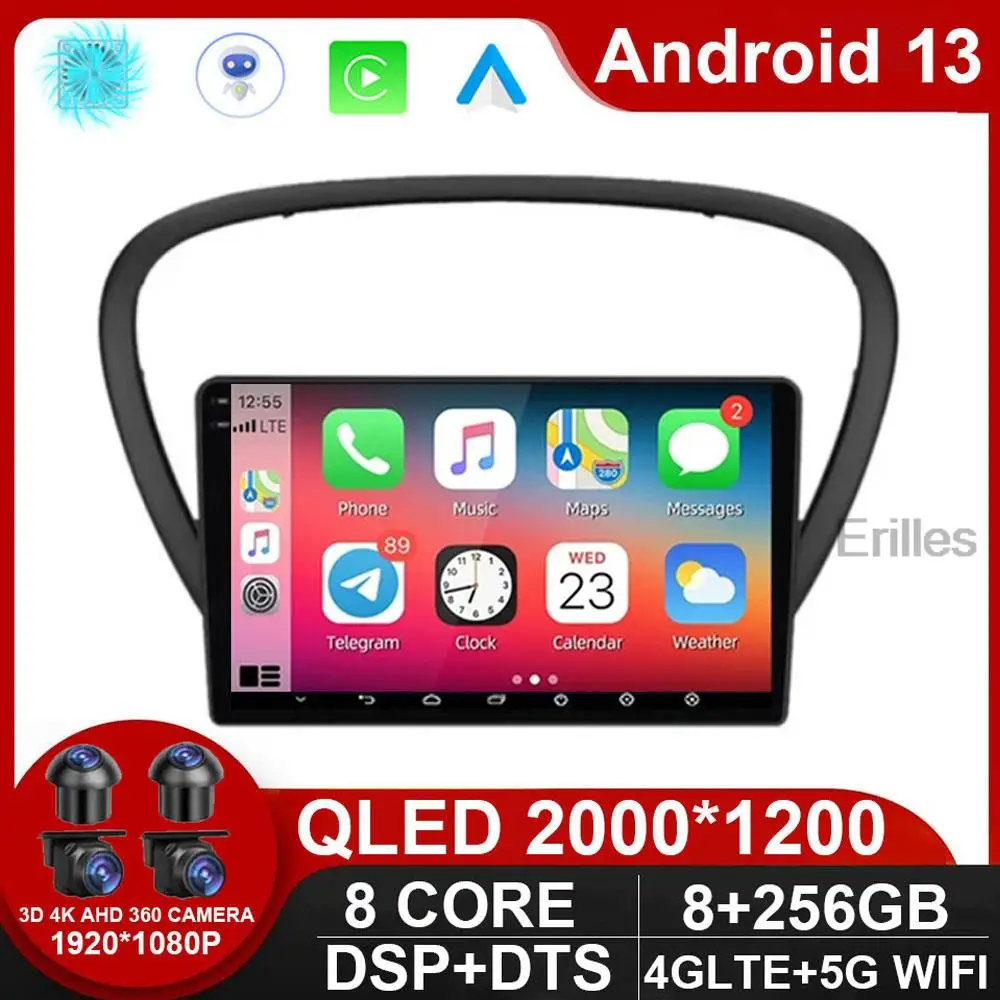 Car Radio For Peugeot 607 2002 - 2008 Stereo Multimedia GPS Player Navigation Carplay Android 13 DVD Automotivo System NO 2DIN