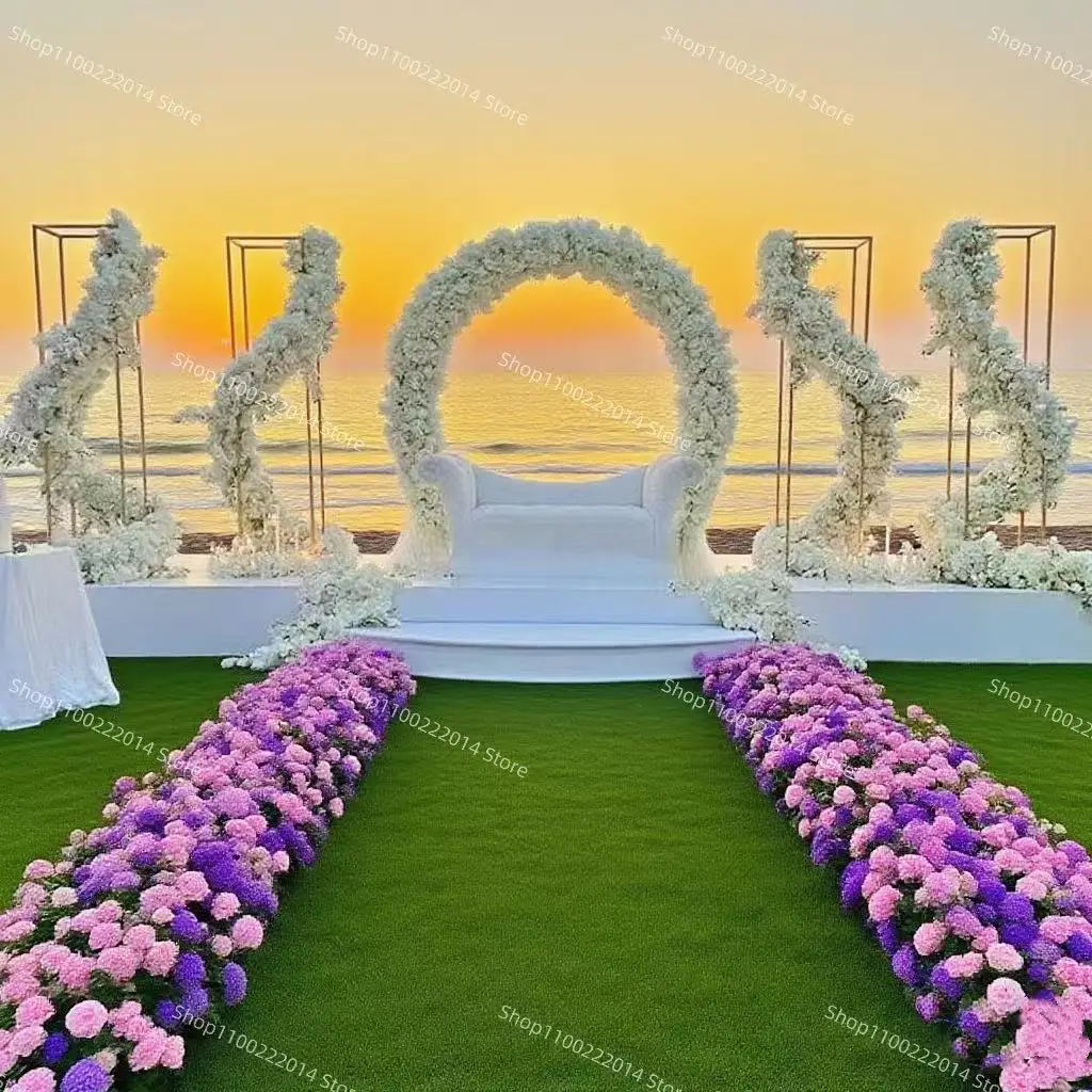 

Shiny Gold Geometric Frame Flower Round Arch Wedding Decor Cake Bar Background Frame Party Center Geometric Dessert Table Props
