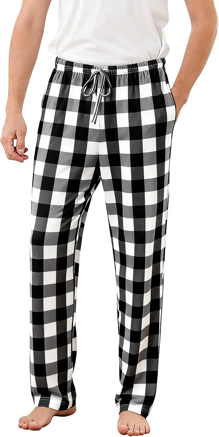 رجل عيد الميلاد منامة السراويل منقوشة الفانيلا Pjs أسفل مع جيوب M-XXL #5