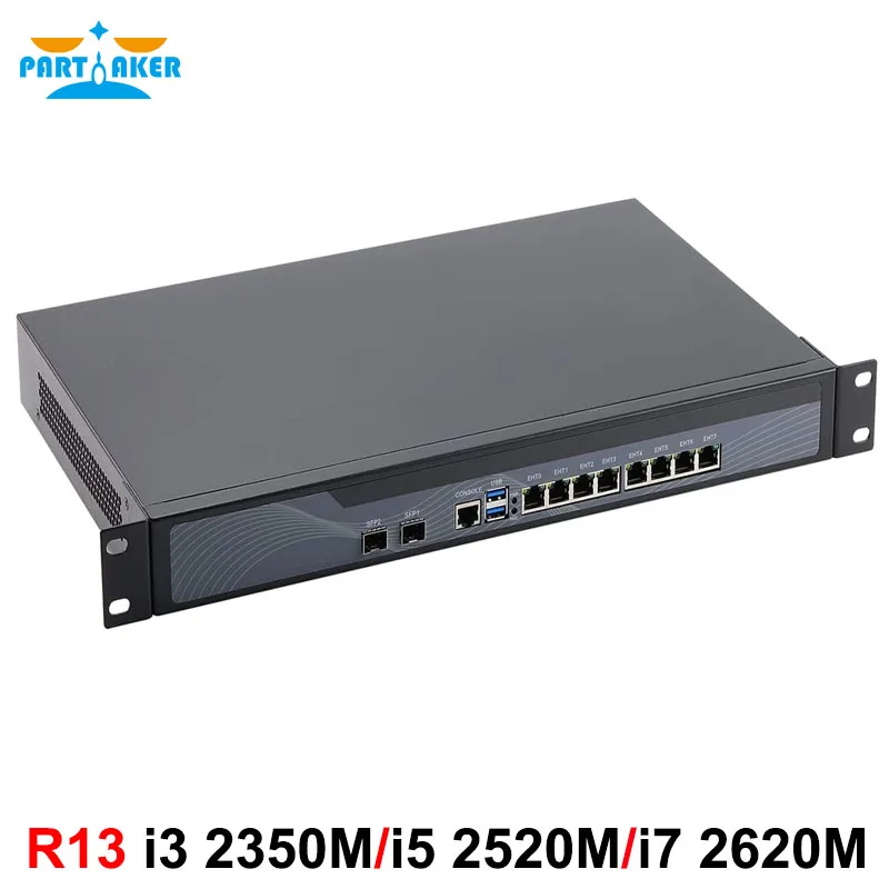 Partaker pfSense 1U Firewall Intel Core i3, 2350M i5 2520M i7 2620M 8 x Intel 82574L LAN 2 x SFP 82599ES 10 Gigabit VPN OPNsense