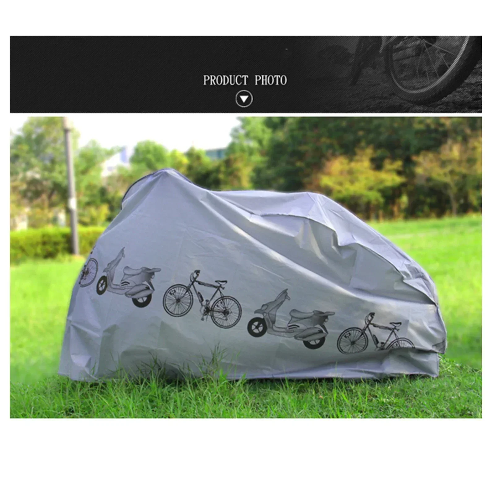 Waterproof Bike Cover Polyester Protects Against Sun Rain Dust Grey 180g 200x100 CM Electric Vehicle Bike Accessories