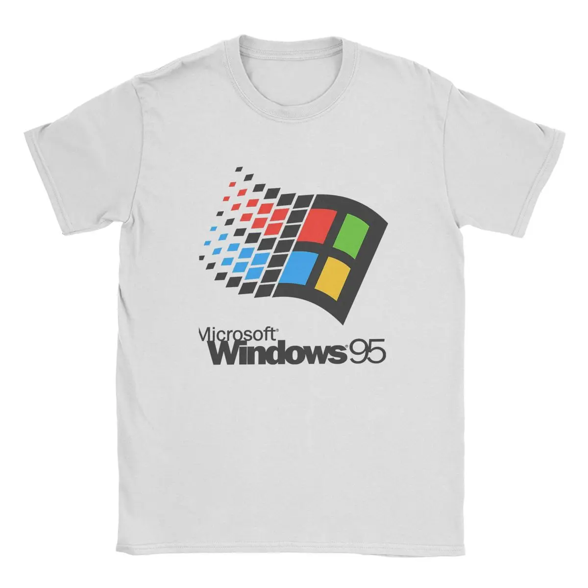 Microsofts Windows95 Logo Classic Men T Shirts Computer System Fun Novelty Tee Short Sleeve Round Neck T-Shirts Cotton