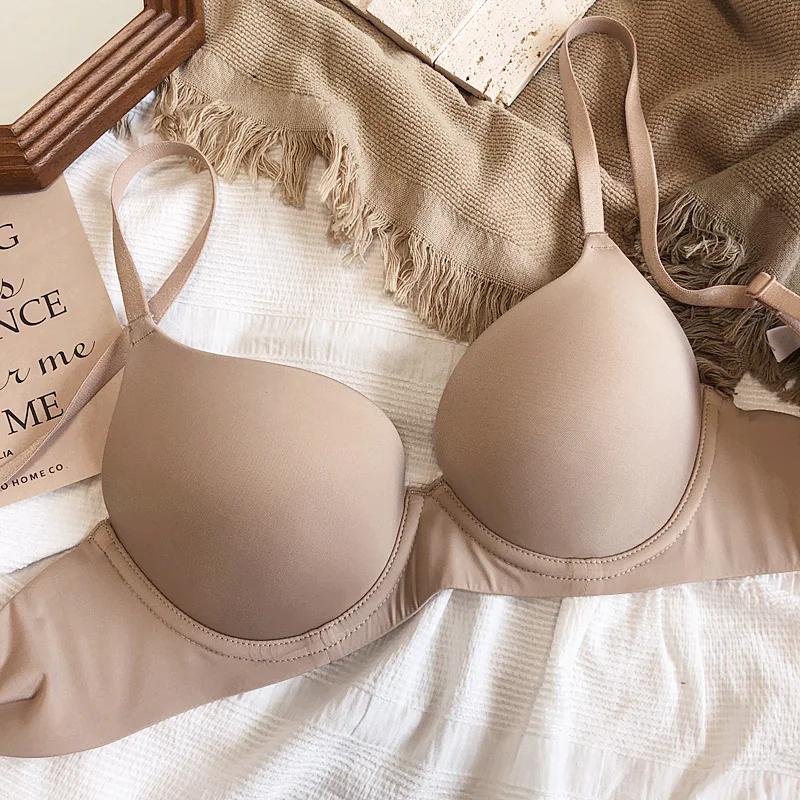 Nahtlose Unterwäsche für Frauen plus Größe BH sexy tief v Push-up Büstenhalter solide drahtlose bequeme 85 90 c d e Tasse Dessous – Detail 9