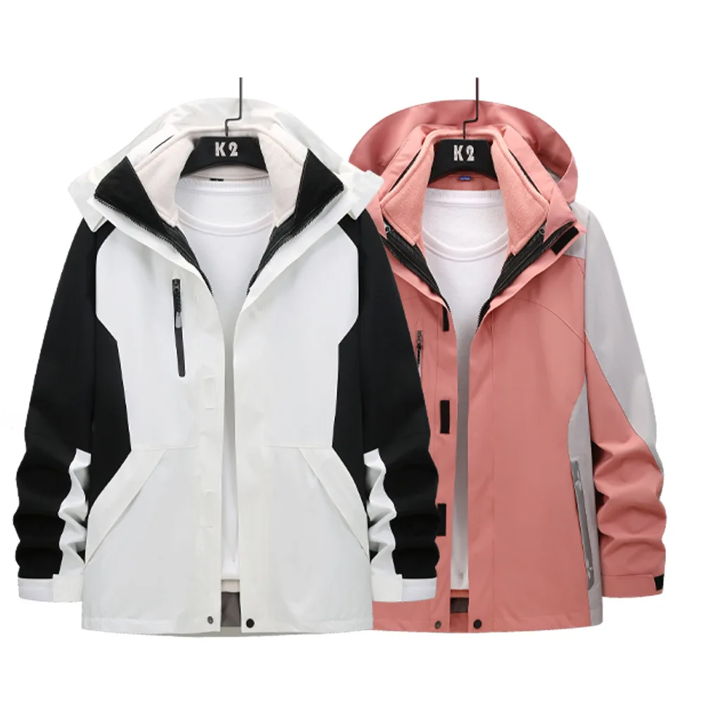 

Куртка мужская и женская три в одном съемная ветрозащитная бархатная утолщенная осенне-зимняя куртка два пальто