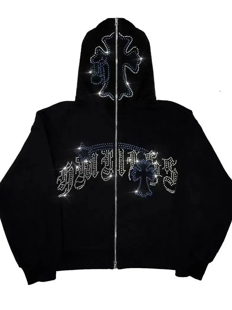 Autumn/winter Fashion Vintage Y2k Sweatshirt Hoodies Streetwear Matching Shirt Aesthetic Korean Style zipper Pullover emo