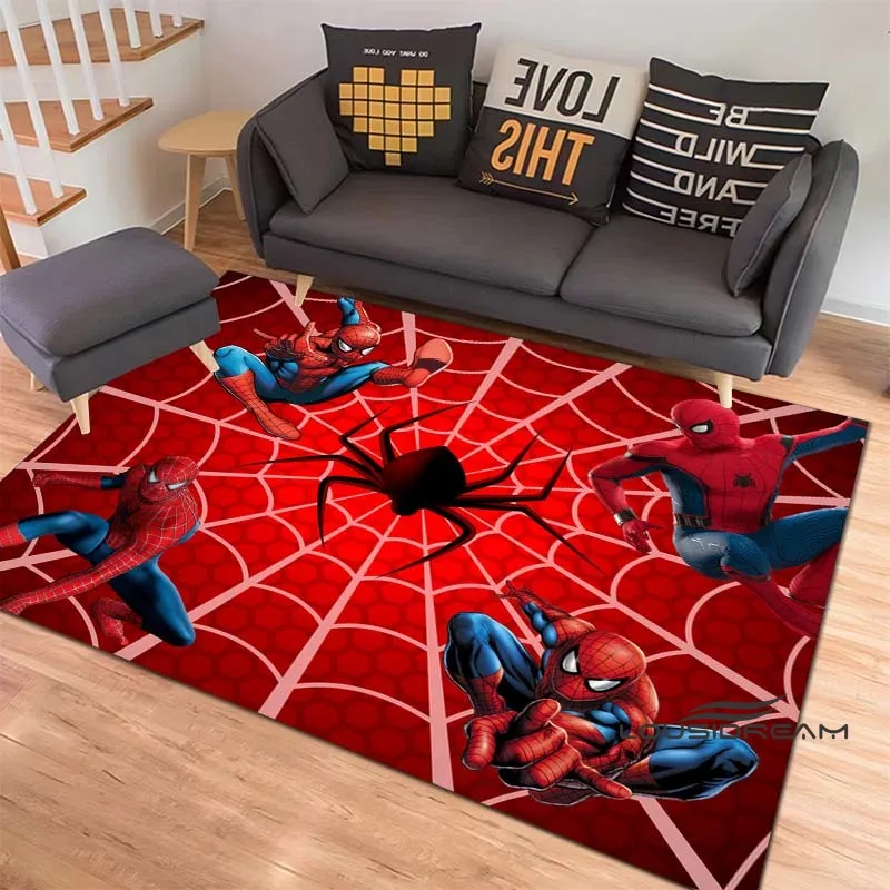 3D-Printed Cartoon Spider-Man Rug — Ideal for Home Decor (Bedroom, Living Room, etc.); Fluffy Square Carpet, Soft Area Rug, and