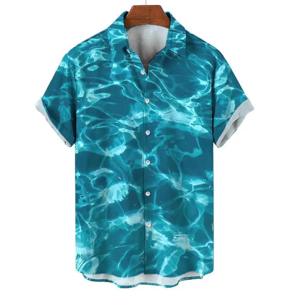 

Men's Hawaii 3D seawater Shirts Comfortable Button Short Sleeve Streetwear Blouse Shirts foe male men clothing men casual tops