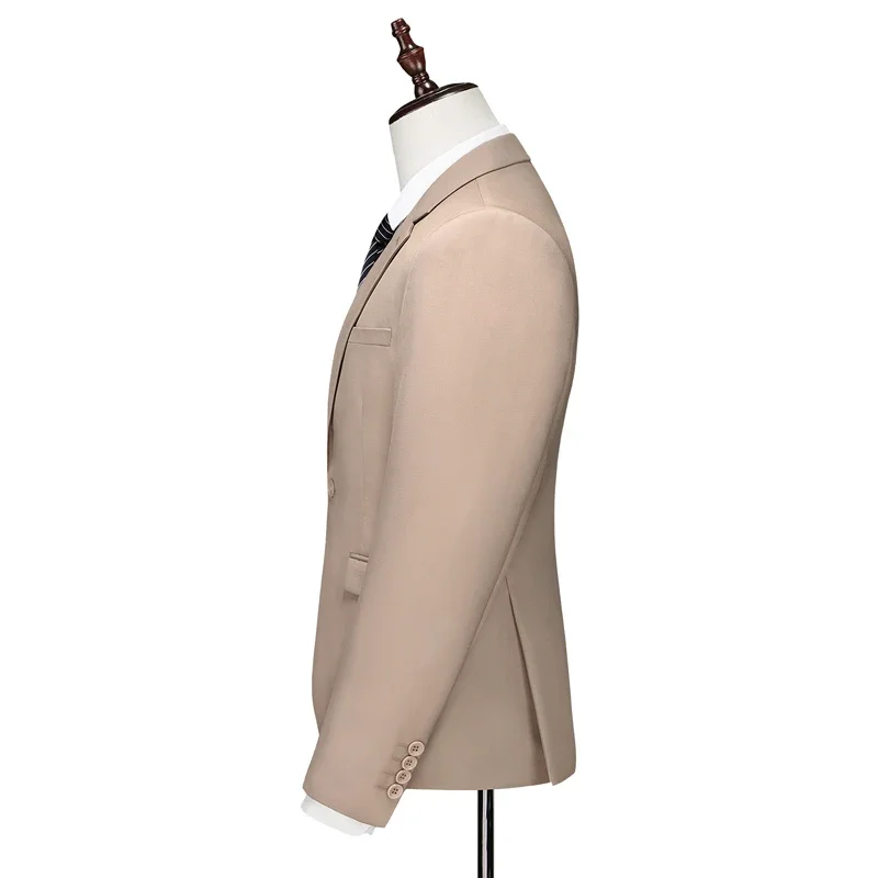 Conjunto de traje de negocios de Boutique para hombre, traje ajustado de Color sólido, vestido dividido doble, Blazers, chaqueta, pantalones, chaleco