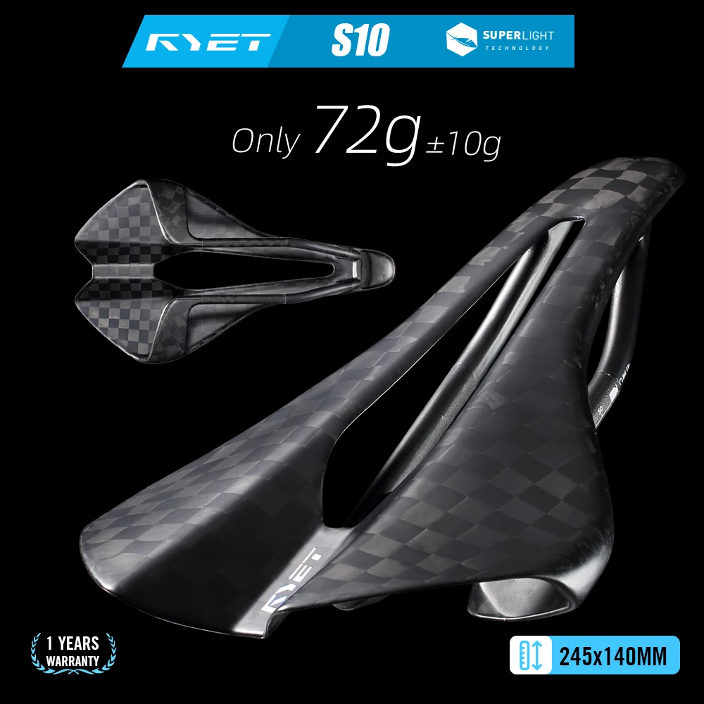 RYET 12K Carbon Racing Sattel 72g 7x9mm Ovale Schiene Triathlon Rennrad MTB Kies Fahrrad Sattel für Zeitfahren XC Enduro