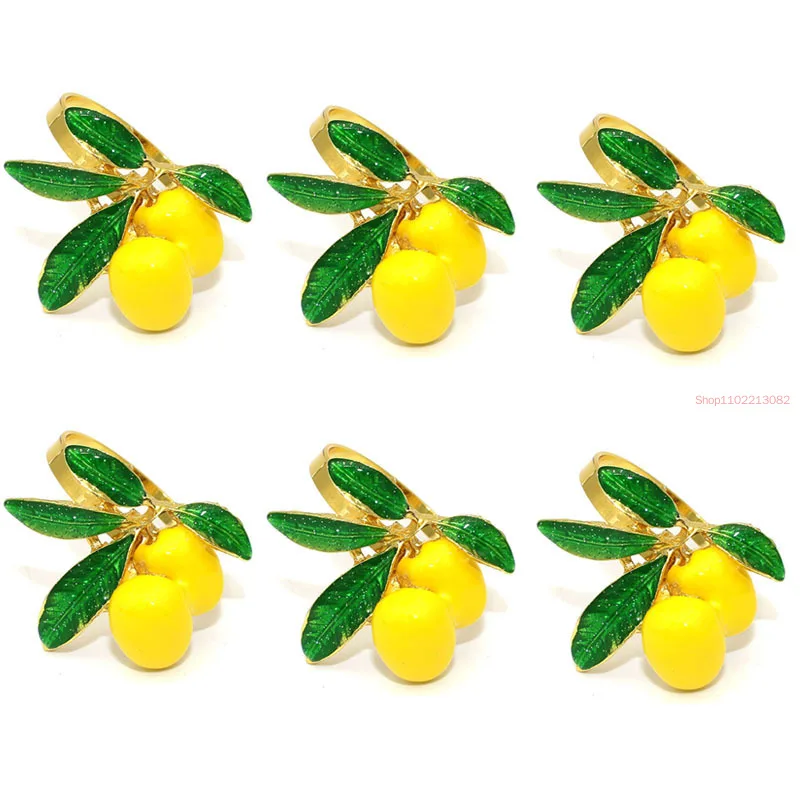 

Napkin Rings Set of 12pcs,Lemon Wedding Holder Gold Buckle for Table Decor Parties Holiday Family Gathering