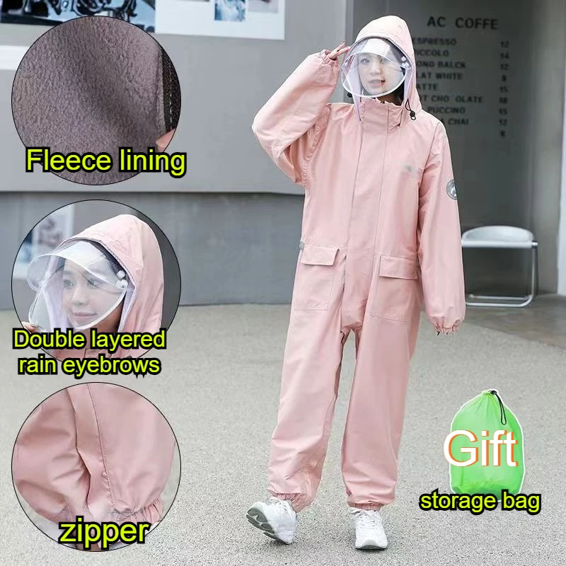 

Motorcycle One Piece Raincoat Windproof Waterproof Riding Suit for Electric Bike Winter Warm impermeables para la lluvia