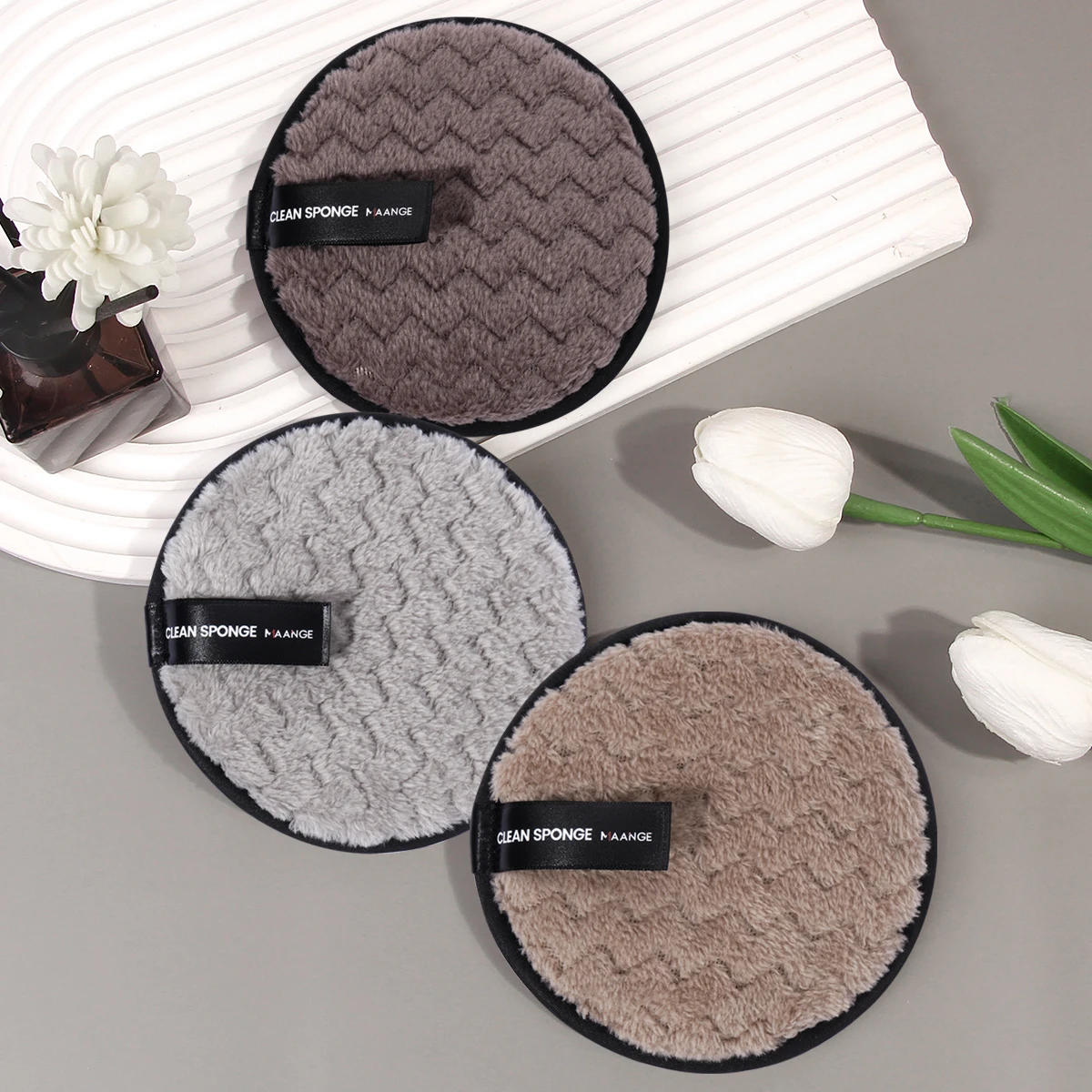 MAANGE 3PCS Makeup Remover Pads Reusable Cotton Pads Soft Microfiber Facial Towel Makeup Cleaning Wipes Skincare Cosmetic Tools