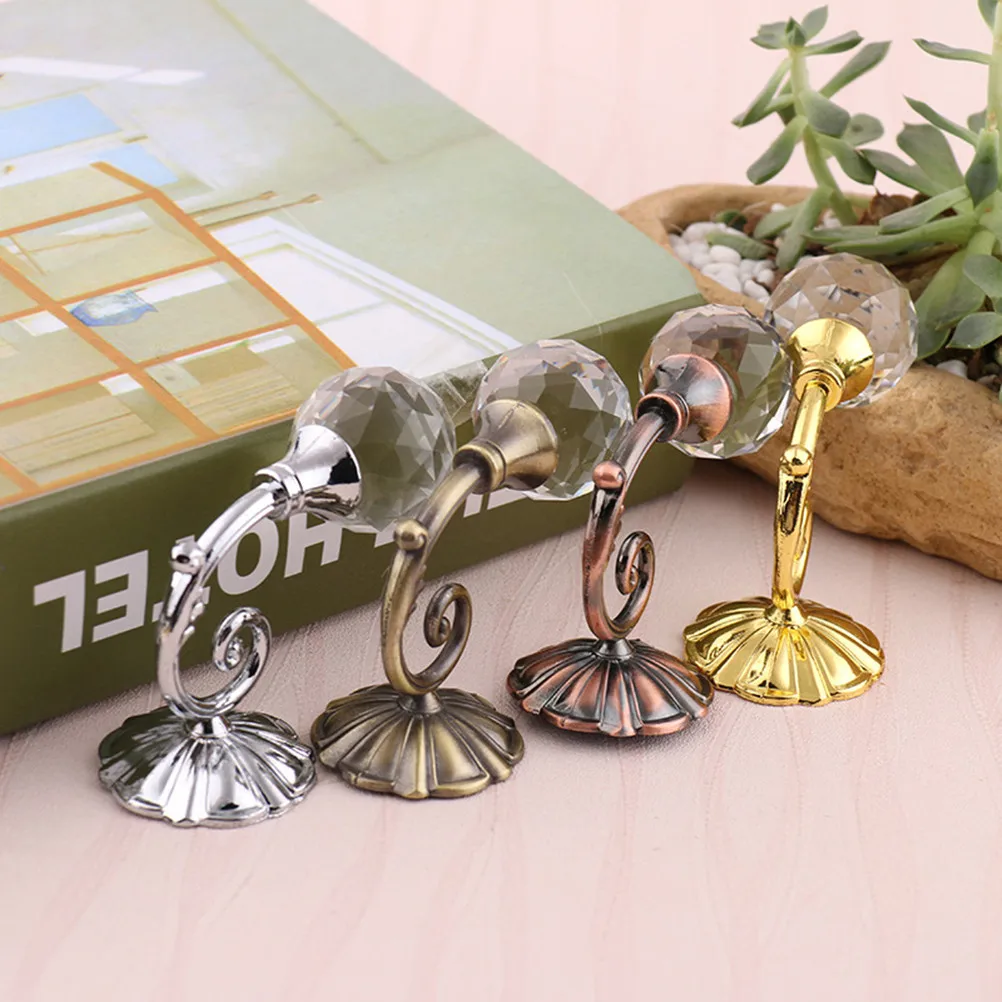 

Vintage Crystal Ball Holdbacks High Grade Metal Curtain Golden Yellow Elegant Decorative Hat Clothes Hooks For Classical