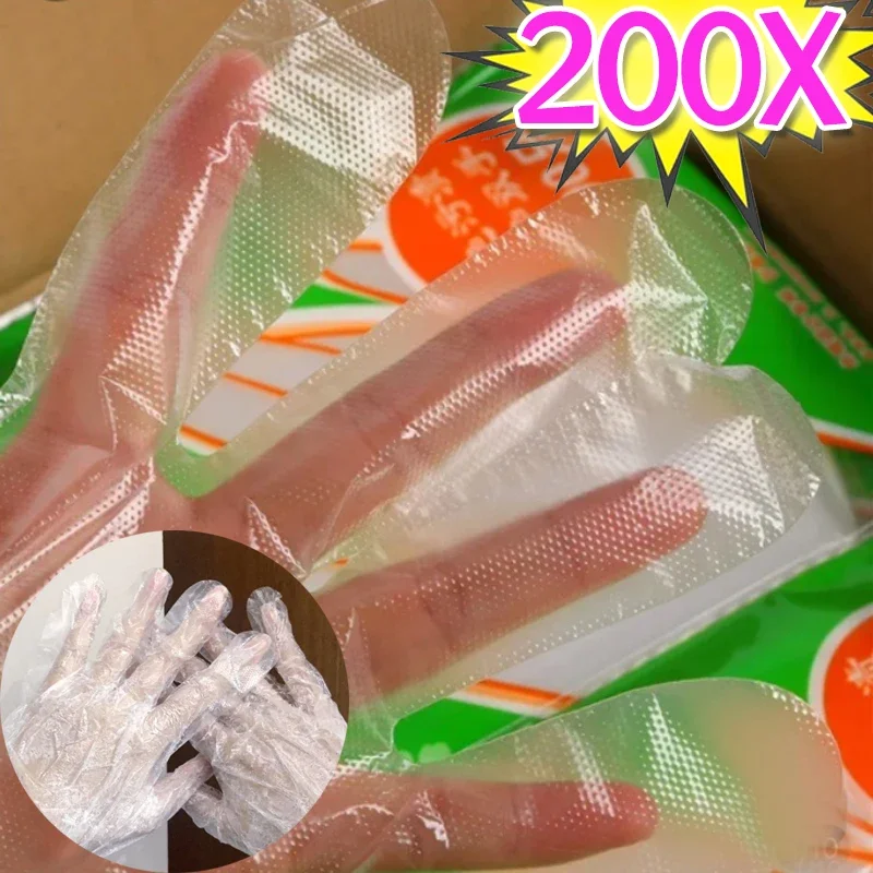 Transparent Moisturizing Disposable Gloves PE Plastic Film Gloves Waterproof Breathable Hand Mask Bags SPA Household Hands Care