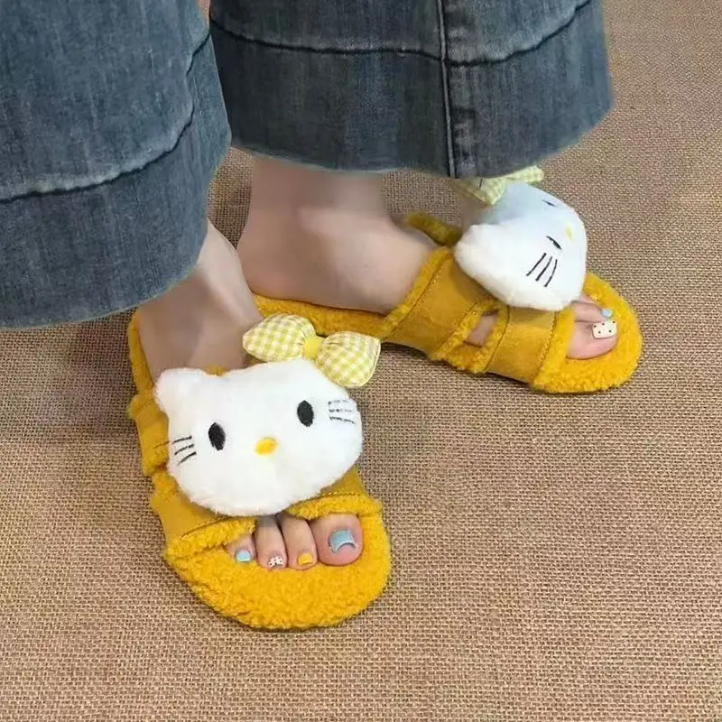 Kawaii مرحبا كيتي لطيف الكرتون غامض النعال الفتيات 2025 خريف شتاء جديد وصول تنوعا لباس غير رسمي المنزل في الهواء الطلق لطيف هدية #4