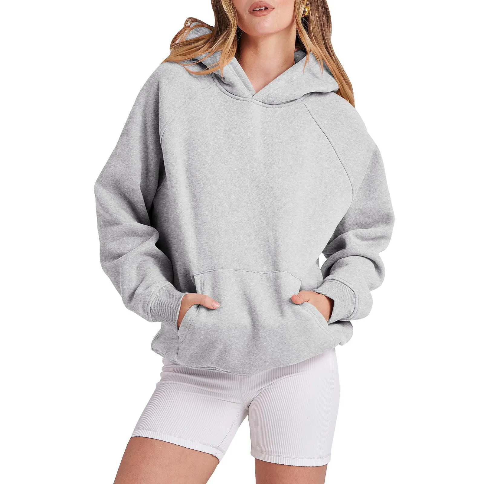 

Autumn And Winter Women's Basic Solid Color Casual Pullover Sweatshirt Simple Fashion Versatile Long Sleeve Hoodies With Pocket