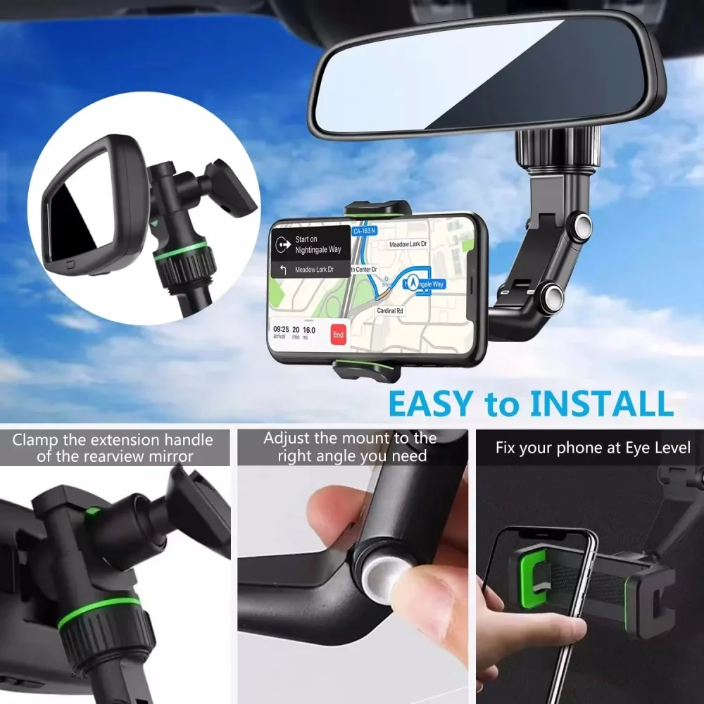 Multifunctional Car Bracket Rearview Mirror Support Frame for Rear Seat Video Shooting Navigation Recorder Fixing Clip for Car