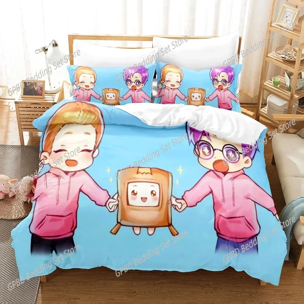 3D Lankybox Bedding Set Single Twin Double Queen King Cal King Size Bed Linen Set