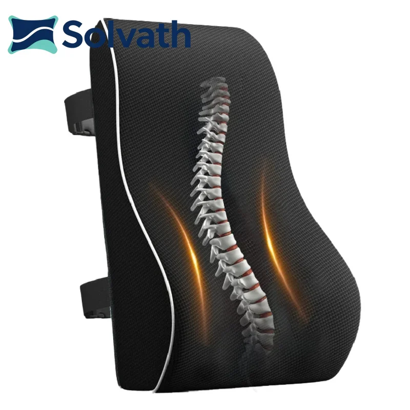 Solvath Ergonomic Memory Foam Lumbar Support Pillow Universal Back Cushion for Office Chair Car Seat Wheelchair