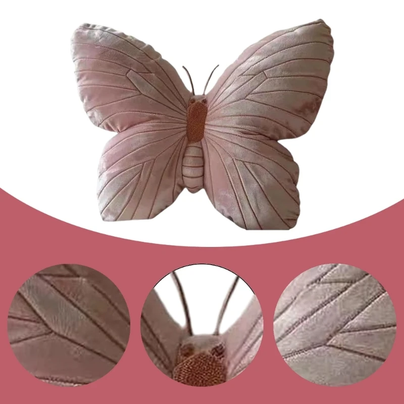 Travesseiro pelúcia forma borboleta, almofada assento pelúcia para decorações casa, adorável para