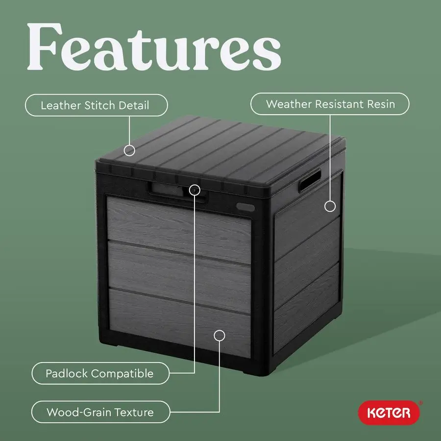 

Cortina 30 Gallon Resin Outdoor Storage Box and Patio Side Table for Pool and Garden Accessories, Graphite