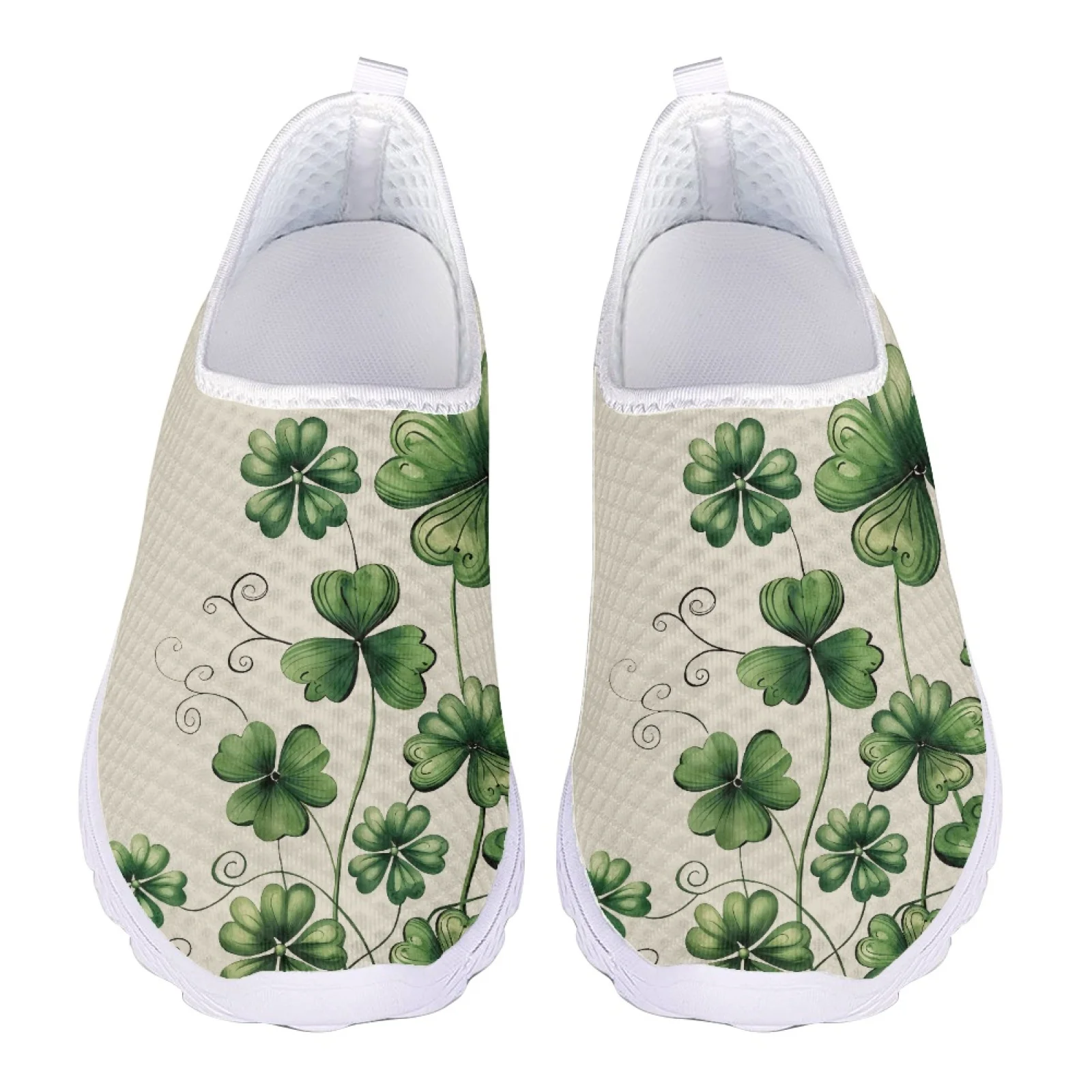 

St. Patrick's Day Pattern Green Woman Loafers Women Slip On Flats Summer Ladies Sneakers Mesh Casual Shoes Summer Beach Shoes